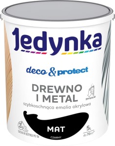 Jedynka Deco & Protect Drewno i Metal MAT CZARNY 5L